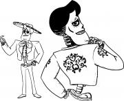 Coloriage Frida Kahlo slender female skeleton black hair brown eyes makeup a mustache and a unibrow dessin